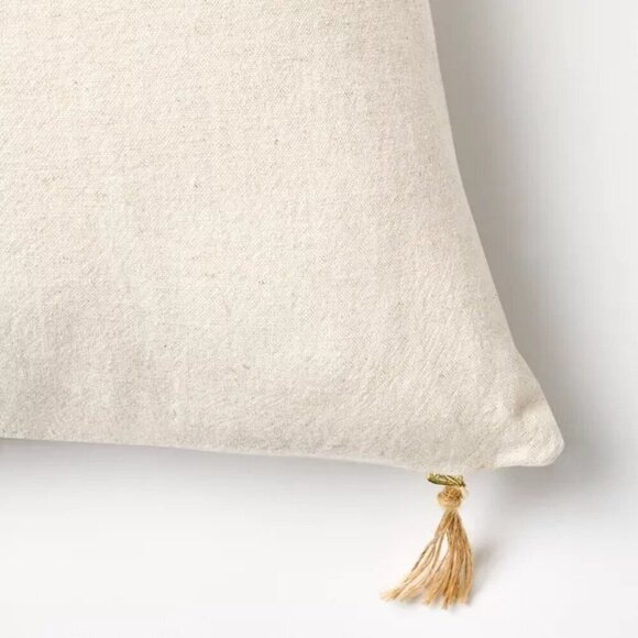 Threshold Studio McGee Embroidered Bunny Square Throw Pillow Linen/Brown -Target - Picture 4 of 5